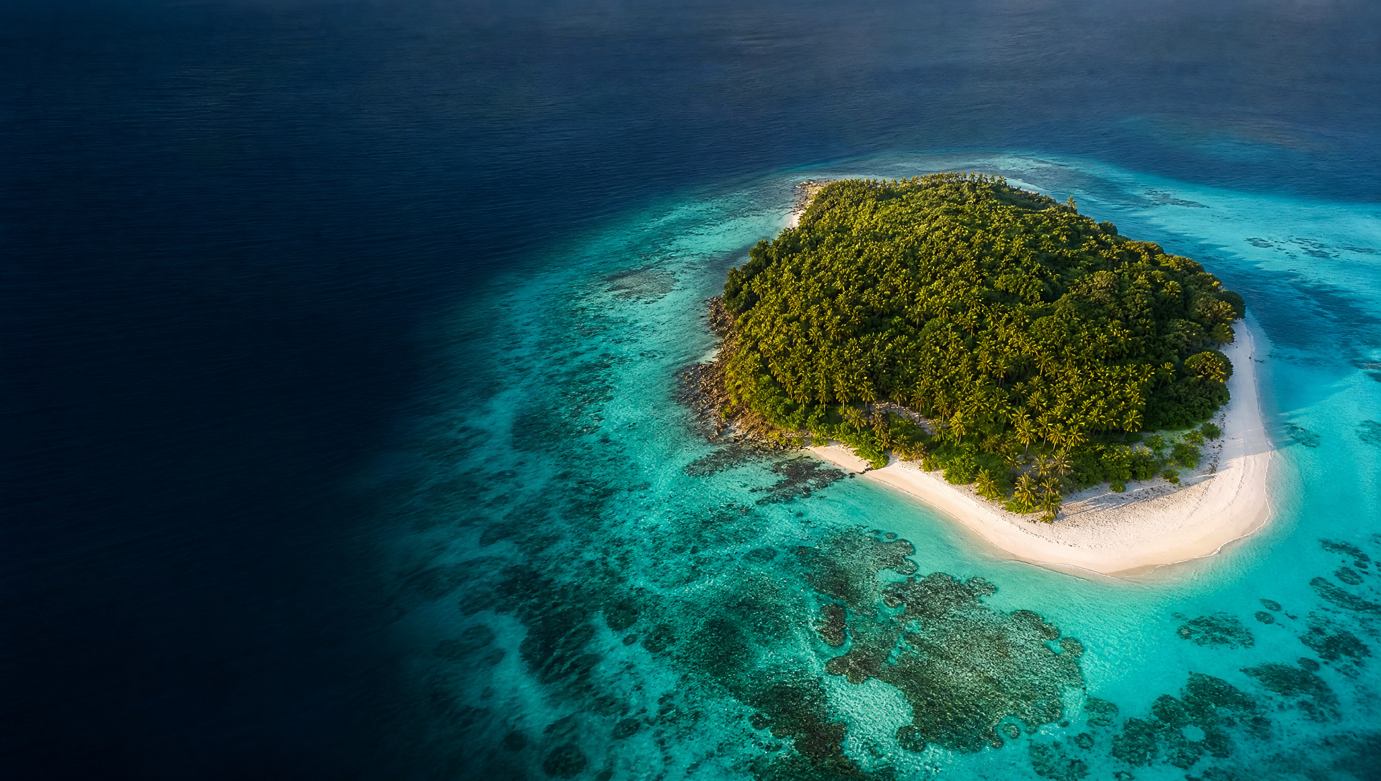 Aerial view of a private tropical island